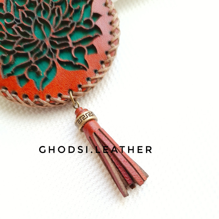 کیف دعا و حرز چرم طبیعی گاوی دست دوز گردنبند مدل کد 57